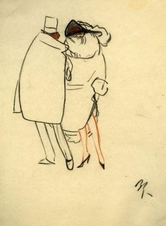 Raffaele Boschini, Viveur con mondana 1921 disegno a pastelli mm 267 x 194