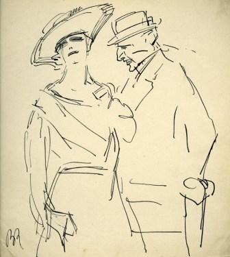 Raffaele Boschini, Coppia di signori 1922 disegno a penna inchiostro di china mm 245 x 240