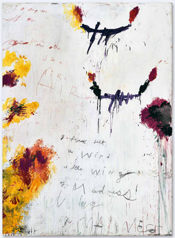 Untitled, 1992, Acrylic, oil stick, colored pencil, and pencil on wood 235 x 172.2 cm Cy Twombly Foundation