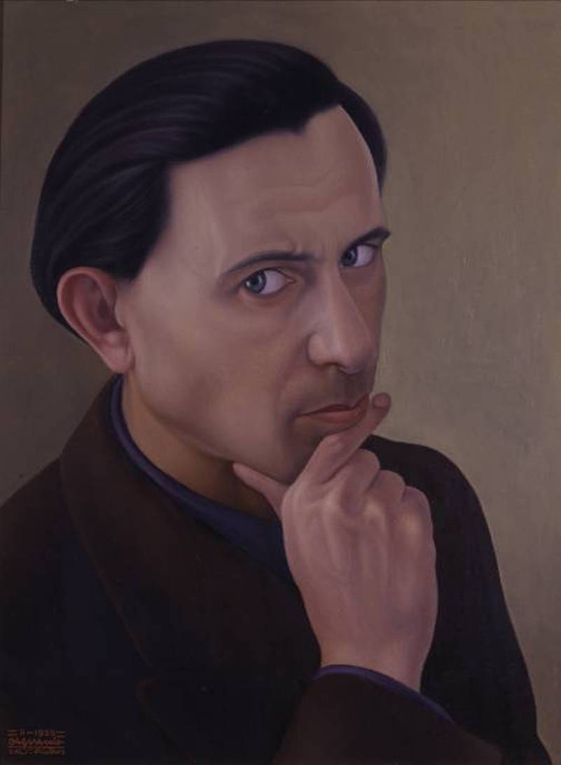 Cagnaccio di Sanpietro "Self-portrait" oil on wood, 1938 Ca' Pesaro - International Gallery of Modern Art, Venice
