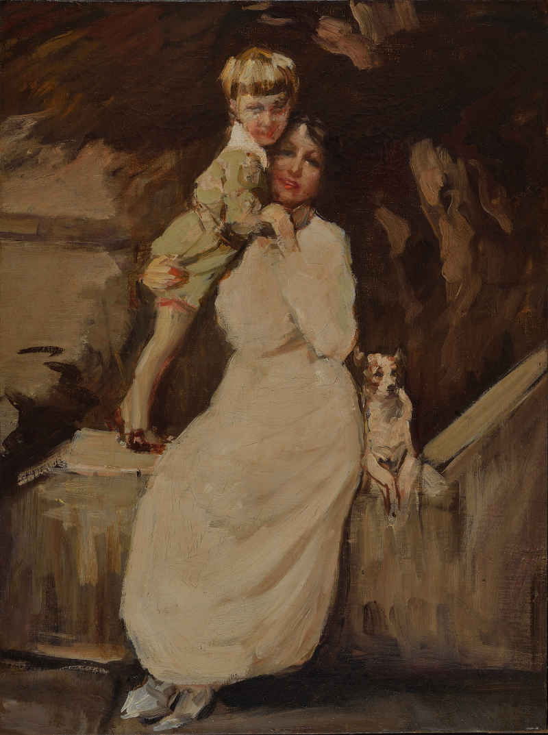 Lino Selvatico, "Maternità (Bozzetto per ritratto)", 1917 ca olio su tela, cm 68 x 50 Collezione privata