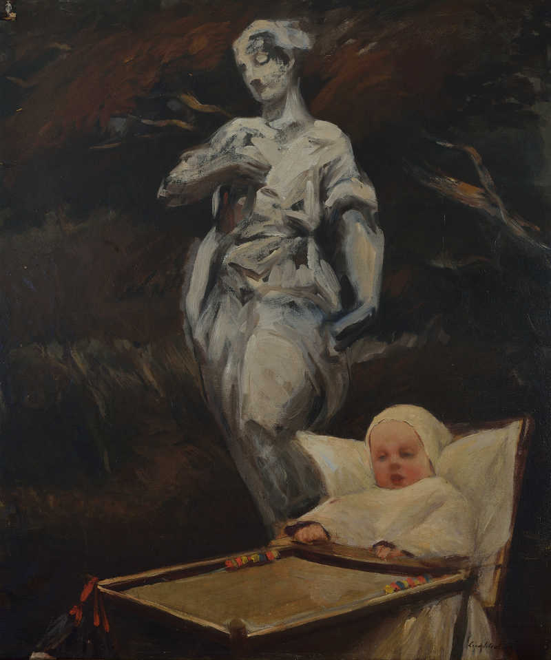 Lino Selvatico, "Ritratto del mio bambino", 1915 olio su tela, cm 110 x 100, Collezione privata